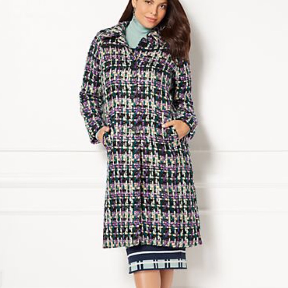 Tweed Multicolor Coat by Eva Mendes